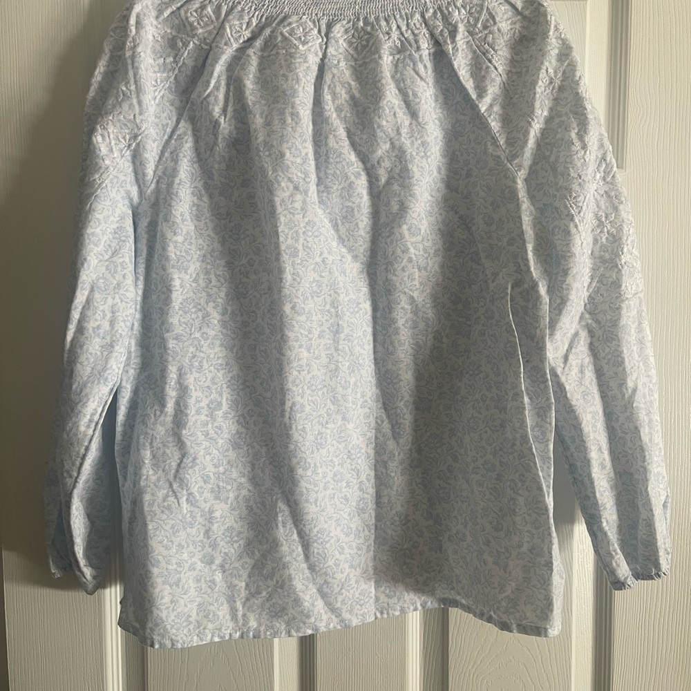 Joie Pale Blue Floral Off-Shoulder Top floral boho top size large - Picture 4 of 4